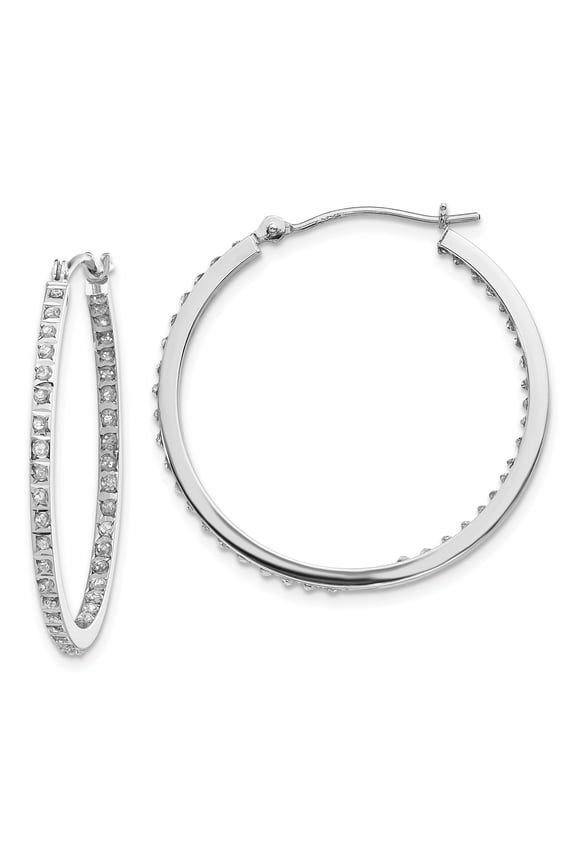White Gold IJ Diamond Hoop Earrings