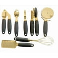 thumbnail image 1 of White & Gold Kitchen Tools and Gadgets - Luxe 7PC Cooking Tools and Gadgets with Anti-Slip Handles, Utensils Set, Gold Kitchen Accessories,Premium Kitchen Gadget Set (Champagne gold & black), 1 of 9