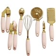 thumbnail image 1 of White & Gold Kitchen Tools and Gadgets - Luxe 7PC Cooking Tools and Gadgets with Anti-Slip Handles, Utensils Set, Gold Kitchen Accessories,Premium Kitchen Gadget Set (Champagne gold & pink), 1 of 12