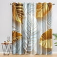 thumbnail image 1 of White & Gold Leaf Blackout Curtains, Luxury Botanical Art Print Grommet Drapes, Elegant Nature Window Curtains for Bedroom & Living Room 42"W x 84"L (Pack of 2), 1 of 6
