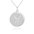 thumbnail image 1 of White Gold Letter "X" Initial Diamond Disc Pendant Necklace :  14K  Pendant with 16" chain, 1 of 1