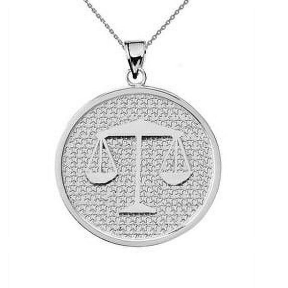 White Gold Libra Zodiac Disc Pendant Necklace : 14K Pendant only