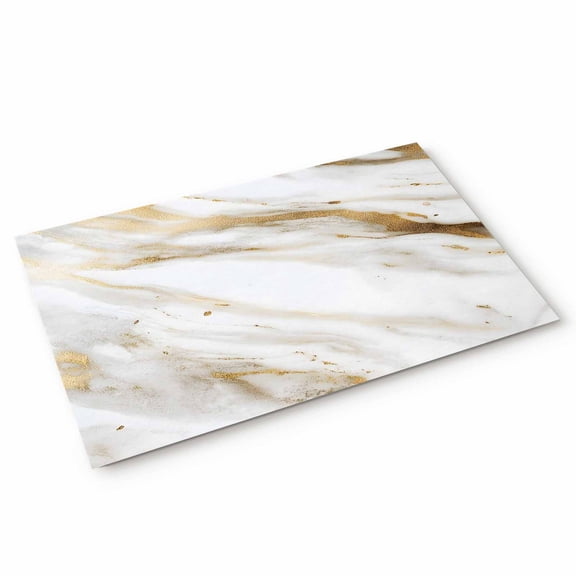 White Gold Marble Door Mat Abstract Cracked Stone Texture Impressionist Non Slip Absorbent Entrance Mat Washable Low Profile Indoor Doormat for Front Door Entryway Entry 16"x24"