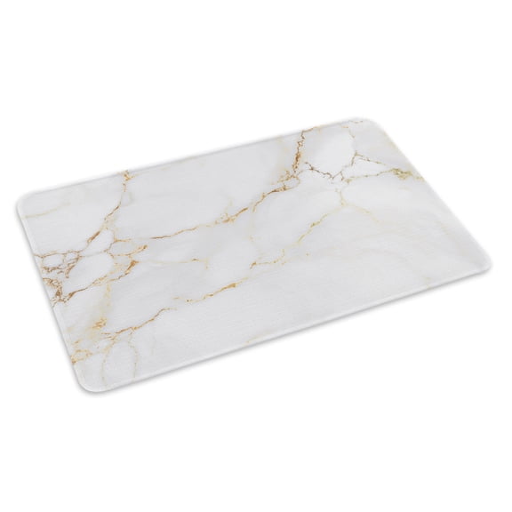 White Gold Marble Doormat Abstract Gradient Stone Texture Modern Non Slip Low Profile Rubber Door Mat Washable Absorbent Indoor Front Door Mat Entryway Rug Entrance Carpet 16x24 Inch