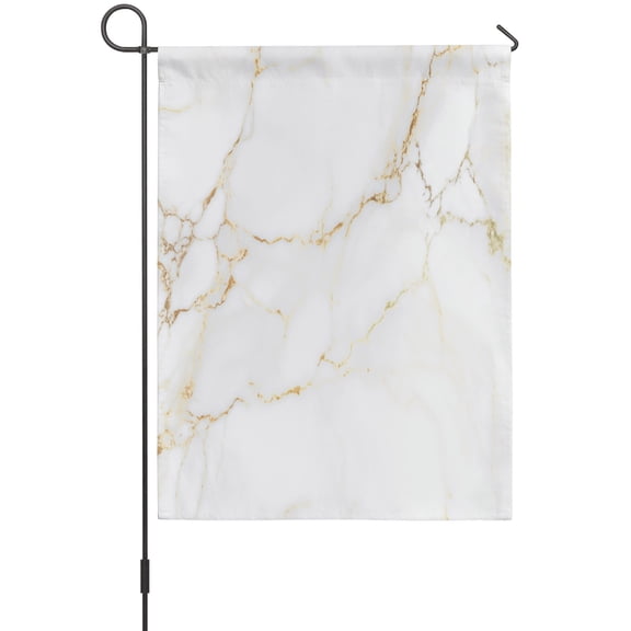 White Gold Marble Garden Flag 12x18 Inch Abstract Gradient Stone Texture Modern Double Sided Outdoor Garden Flags Welcome House Flag Decorative Yard Flags for Outside Holiday Decoration