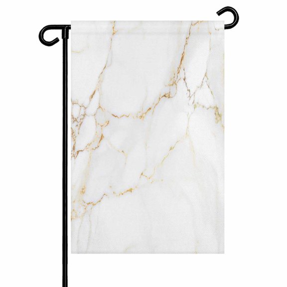 White Gold Marble Garden Flag 12x18 Inch Abstract Gradient Stone Texture Modern Double Sided Small Decorative Garden Flags for Outside, Outdoor Yard Porch Lawn Decoration