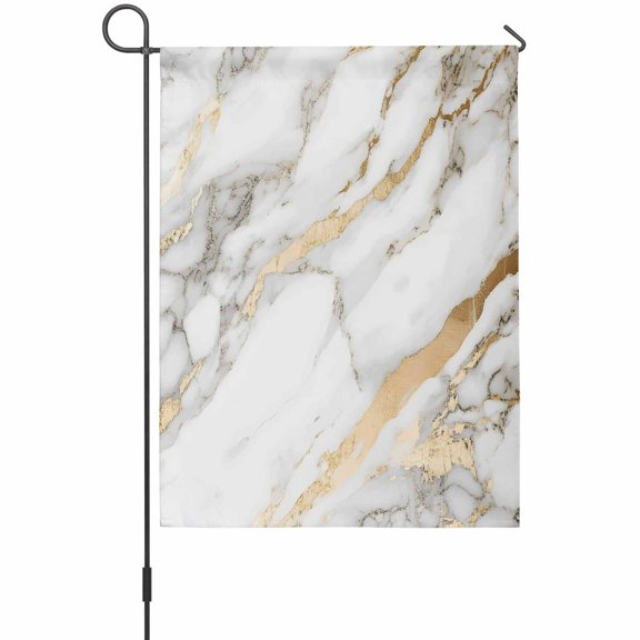 White Gold Marble Garden Flag 12x18 Inch Abstract Marble Stone Texture Modern Style Double Sided Outdoor Garden Flags Welcome House Flag Decorative Yard Flags for Outside Holiday Decoration
