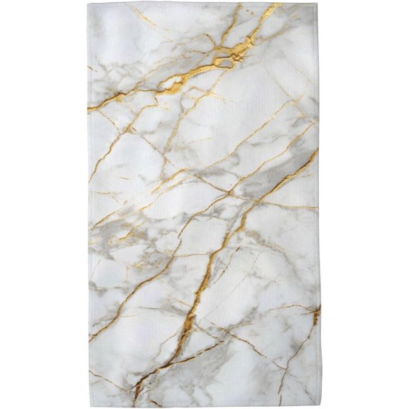 White Gold Marble Hand Towels Set of 2 Soft Towel Face Towel Bathroom Kitchen Tea Dish Towels 27.5x16in