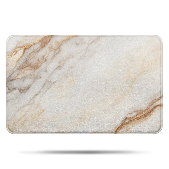 White Gold Marble Pattern Bathroom Rugs Mat,Non Slip Microfiber Bathroom Rug,Rubber Backing,Soft Bathroom Mats for Bathroom Floor,Tub and Shower,17x27in(43x68cm)