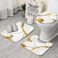 thumbnail image 1 of White Gold Marble Pattern Bathroom Rugs Sets 3 Piece,Toilet Cover Set,Absorbent Non Slip Bathroom Mats Sets with U-Shaped Contour Rug Toilet Rug Set, 1 of 5