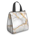 thumbnail image 1 of White and Gold Marble Pattern Insulated Lunch Bag for Women Men, Large Portable Soft Cooler Tote, Thermal Food Storage Bag with Pearl Cotton, 8.66L, 8.75"x5.75"x9.5", 1 of 6