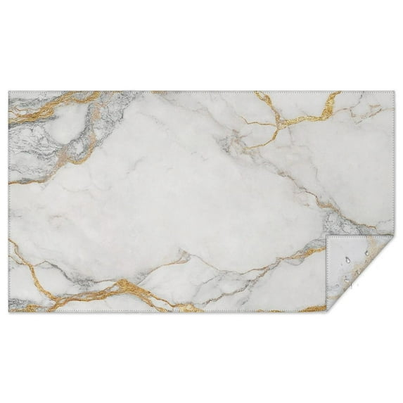 White Gold Marble Pattern Rectangle Tablecloth 60"x102",Waterproof Polyester Rectangle Table Cloth, Wipeable Spillproof Polyester Tablecloth for Dining, Camping, Indoor and Outdoor