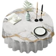 thumbnail image 1 of White Gold Marble Pattern Round Tablecloth 60"x60",Wrinkle Wipeable Table Cloth for Kitchen Dining Room Picnic Patio Party, 1 of 6