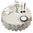 thumbnail image 1 of White Gold Marble Pattern Round Tablecloth 60"x60",Wrinkle Wipeable Table Cloth for Kitchen Dining Room Picnic Patio Party, 1 of 6
