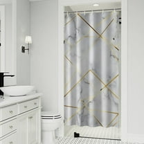 White Gold Marble Pattern Shower Curtain 36"x72" ,Bathroom Decorative Shower Curtains Set with 12 Hooks,Modern Waterproof Washable Shower Curtain