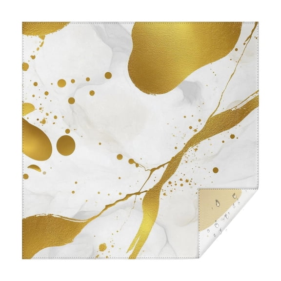 White Gold Marble Pattern Square Tablecloth,Waterproof Square Table Cover,Wipeable Spillproof Washable Table Cover for Home Kitchen Party Decor 52"x52"(132x132cm)