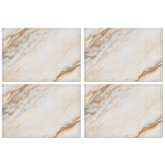 White Gold Marble Pattern Summer Placemats Table Placemats Set Of 4-Linen Kitchen Washable Placemats Table Mats 11.8"x17.7" Non-Slip Heat Resistant