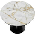 thumbnail image 1 of White Gold Marble Round Table Cover with Elastic Edge, Fitted Tablecloth Waterproof Wipeable Round Table Cover for Kitchen Dining Party Holiday Fits Outdoor Round Plastic Table Cloth 40-44 In, 1 of 4