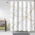 thumbnail image 1 of White Gold Marble Shower Curtain, Marble Texture Shower Curtain Set with Hooks, Spring Summer Waterproof Fabric Shower Curtains for Bathroom Decor, 72x72 Inch Bath Curtain, 1 of 6