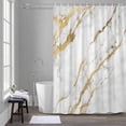 thumbnail image 1 of White Gold Marble Shower Curtain for Bathroom Decor, Abstract Marble Texture Contemporary Waterproof Fabric Shower Curtain, 48"x72" Set with 12 Hooks, 1 of 9