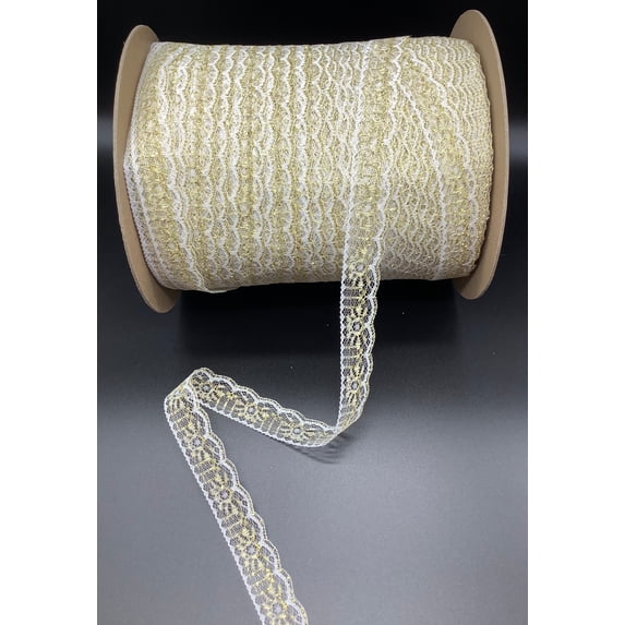 White/Gold Metallic 1" Lace