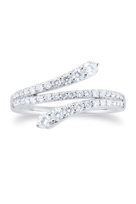 White Gold Plated 0.60CT Lab Created Diamond Double Spiral Ring in Sterling Silver - Elegant, Unique, and Ethically Sourced