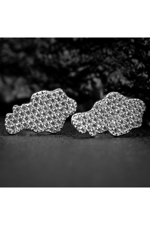 White Gold Plated 925 Sterling Silver Stud Cubic Zirconia Screw Back Post Retro 90's Hip Hop Iced Cz Men's Solid Nugget Earrings