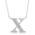 thumbnail image 1 of White Gold Plated All 26 Letter Alphabet Initial Micro Pave CZ Cubic Zirconia Pendant Mens Womens Necklace, Giorgio Bergamo X, 1 of 5