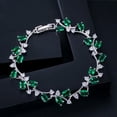 thumbnail image 1 of White Gold Plated Cubic Zirconia Austrian Crystal Leaf Branch Bangle Bracelets, 1 of 9