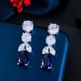 thumbnail image 1 of White Gold Plated Cubic Zirconia Round Amerian Crystal Leaf Dangle Drop Earrings, 1 of 9