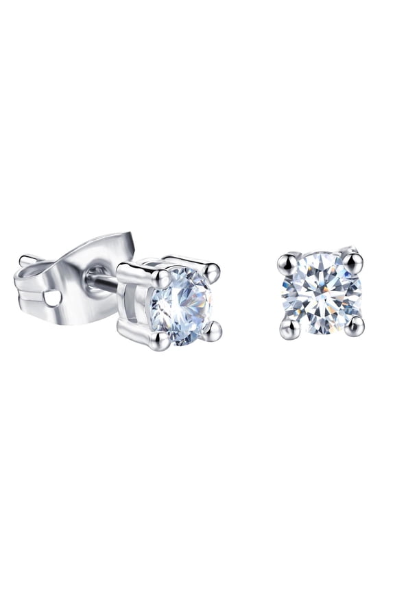 White Gold Plated Earring Square Aaa Cubic Zircon 4Mm Women'S G254
