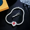 thumbnail image 1 of White Gold Plated Fashion Brand Jewelry CZ Big Heart Round Tennis Chain Bracelet, 1 of 9