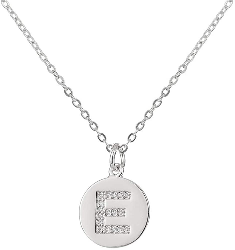 Sllaiss 925 Sterling Silver Small Initial Necklace for Women Men White Gold  Plated A-Z Round Disc Alphabet Necklace CZ Coin Letter Pendant Necklace,  Metal, sterling-silver price in UAE,  UAE