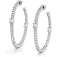 thumbnail image 1 of White Gold Plated Micro Pave Inside Out Cubic Zirconia Hoop Earrings, Giorgio BergamoSilver, 1 of 5