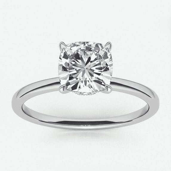 Auory Moissanite Solitaire Engagement Hidden Halo Ring 2.65TCW in White Gold-Plated over Sterling Silver for Women