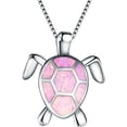 thumbnail image 1 of White Gold Plated Simulated Opal Small Turtle Pendant Statement Necklace, 1 of 2