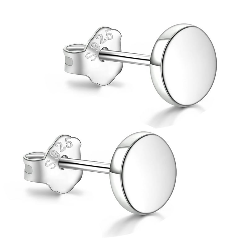 White Gold Plated Sterling Silver Dot Stud Earrings 3mm Flat Round Disc Studs Hypoallergenic Jewelry Walmart