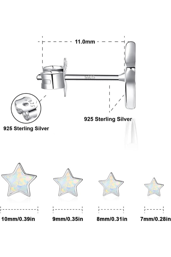 White Gold Plated Sterling Silver Opal Stud Earrings 3Mm-8Mm Options, Si Lated Opal Dot Studs Hypoallergenic Jewelry[Z3118]