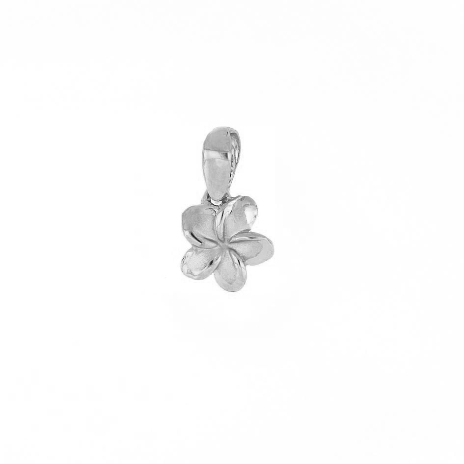 White Gold Plumeria Pendant Without Cz