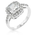 thumbnail image 1 of White Gold Rhodium Anniversary Style CZ Showcase Ring featuring Princess Cut Center CZ with Pave Round CZ Trim - Size 9, 1 of 1
