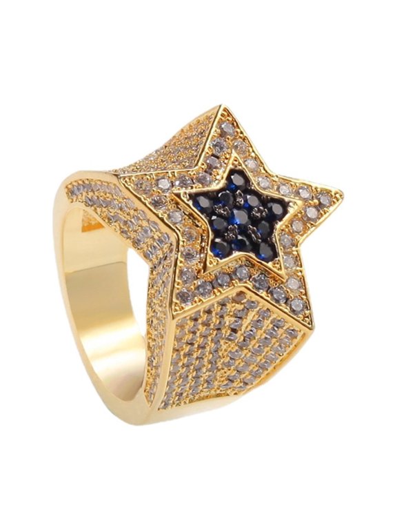 White/Gold Rings for Men Luxury Shiny Star Rings Iced out Hip Hop Cubic Zirconia Men Rings