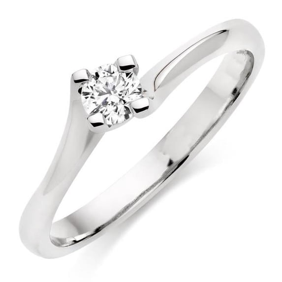 White Gold Solitaire Round 1.10 CT Diamond Engagement Ring, Size 6.5
