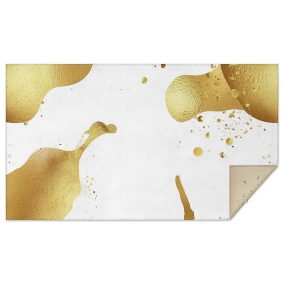 White Gold Splash Pattern Rectangle Tablecloth 60"x102",Waterproof Polyester Rectangle Table Cloth, Wipeable Spillproof Polyester Tablecloth for Dining, Camping, Indoor and Outdoor