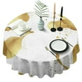 thumbnail image 1 of White Gold Splash Pattern Round Tablecloth 60"x60",Wrinkle Wipeable Table Cloth for Kitchen Dining Room Picnic Patio Party, 1 of 6