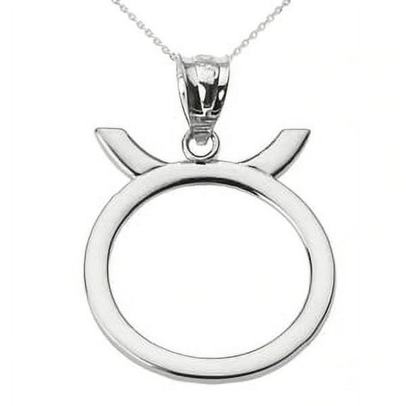 White Gold Taurus May Zodiac Sign Pendant Necklace : 14K Pendant with 20" chain