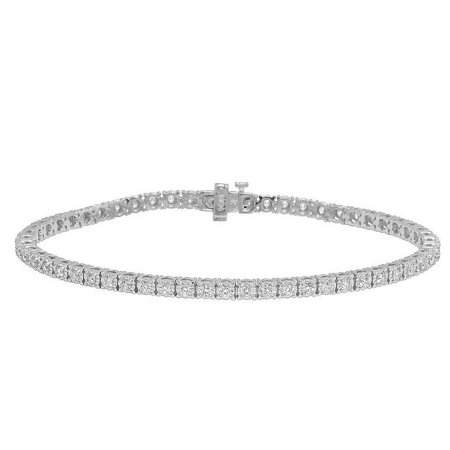 White Gold Tennis 4 Pointer Illusion Set Diamond Bracelet 8" 2.16 Ct