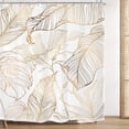 thumbnail image 1 of White Gold Tropical Leaves Shower Curtain 72Wx72H Inch Banana Leaf Palm Tree Bathroom Set Abstract Copper Botanical Nature with 12 Plastic Hooks Fabric Waterproof Toilet Accessories Decor, 1 of 5