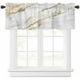 thumbnail image 1 of White Gold Valances for Windows Farmhouse Kitchen Curtains Valances Rod Pocket Valance Curtains for Kitchen Windows Modern Abstract Marble Geometric Window Valances for Bathroom Bedroom 60"x18", 1 of 6