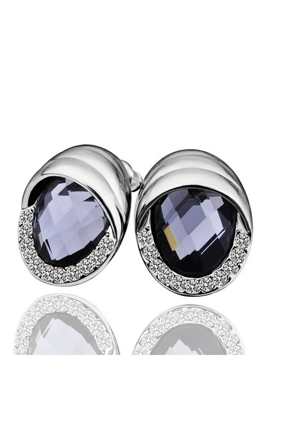 White Gold Zircon Stud Earrings L71