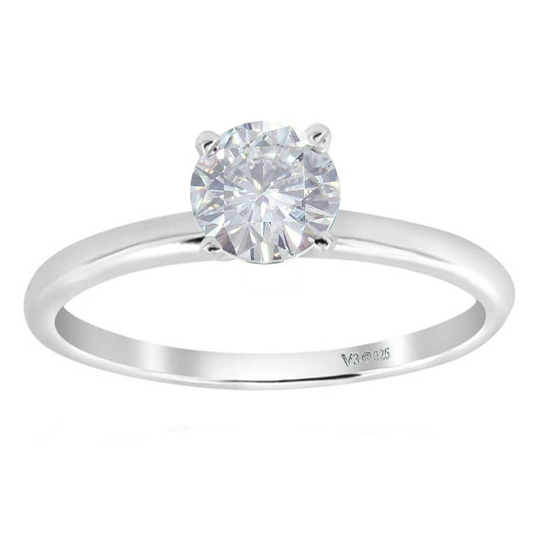 White Gold with Moissanite Solitaire Ring Walmart